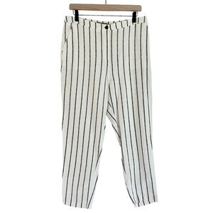 NWT ASOS Linen Blend Striped Pants‎ White Black Women’s Size 8